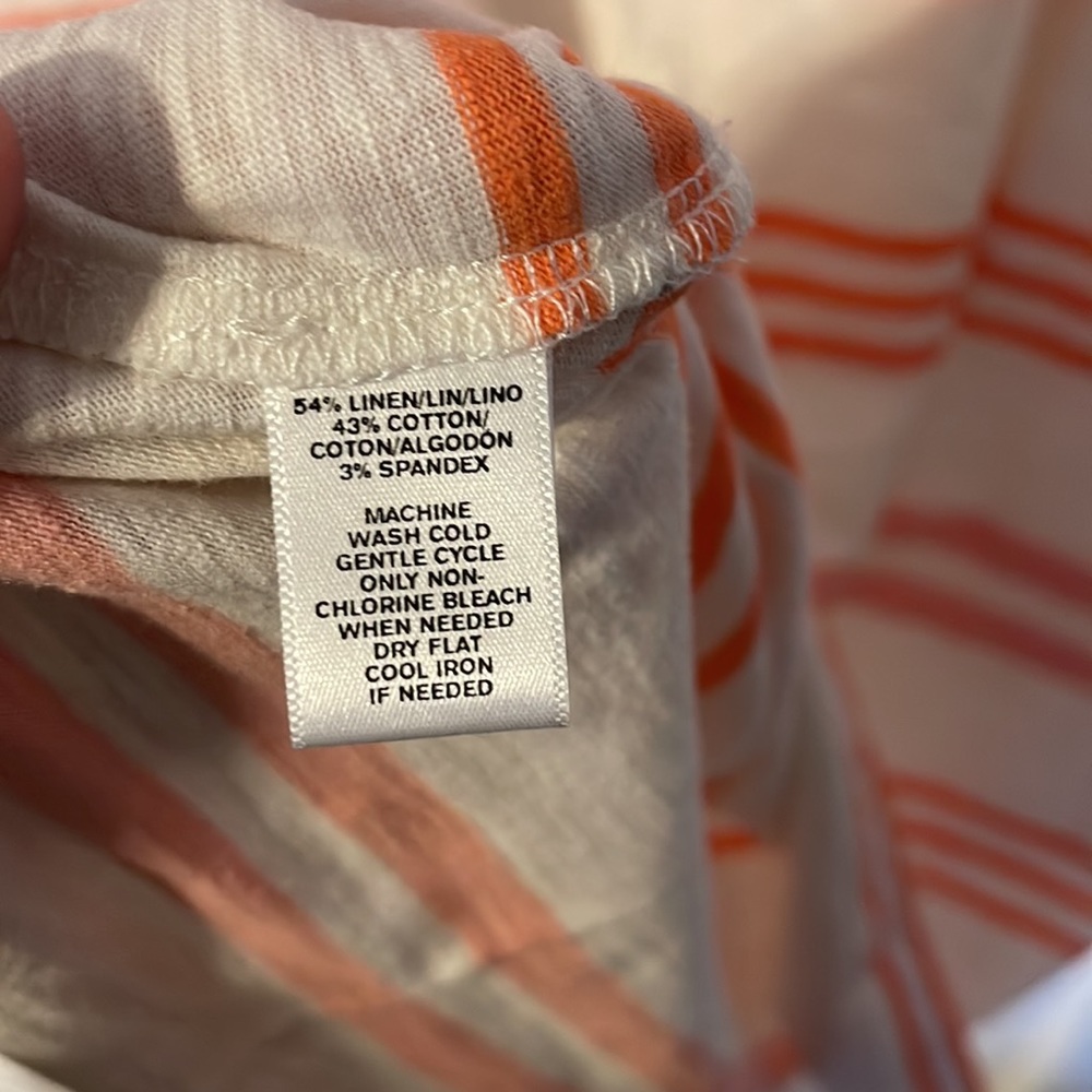 NWOT Lou & Grey t-shirt dress. White with orange stripes. Size medium - Picture 6 of 7
